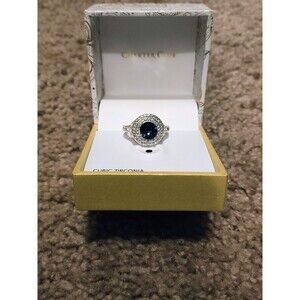 Charter Club Silver Ring with Deep Blue Center Stone